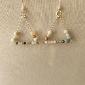 New semi-precious stone triangle drop earrings